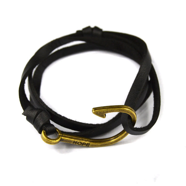 Leather Paracord Fish Hook Bracelet “Hope”