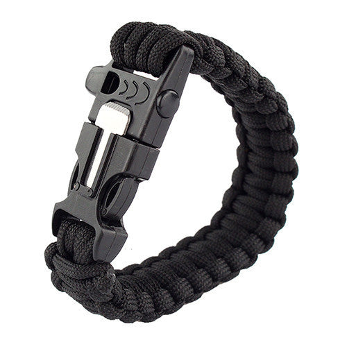 Tactical Paracord Bracelet with Flint Fire Starter & Scraper & Whistle