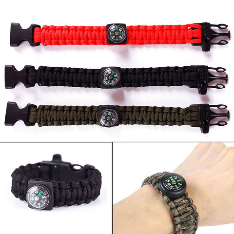 Tactical Paracord Survival Bracelet with Rope and Compass